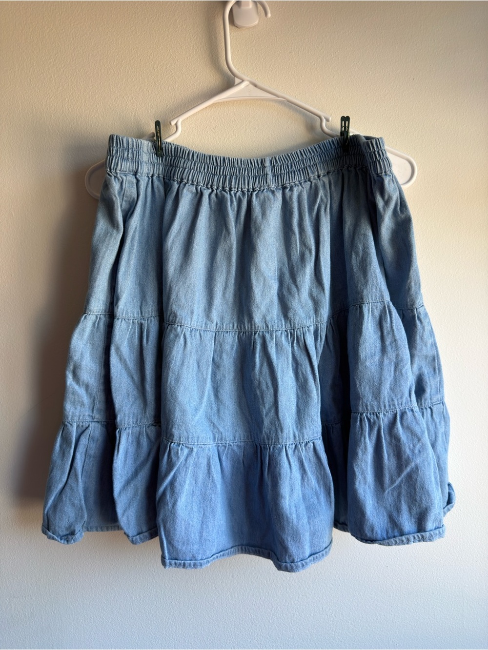 Vintage Southwest Canyon Light Blue Tiered Denim Skirt 100% Cotton Size M
